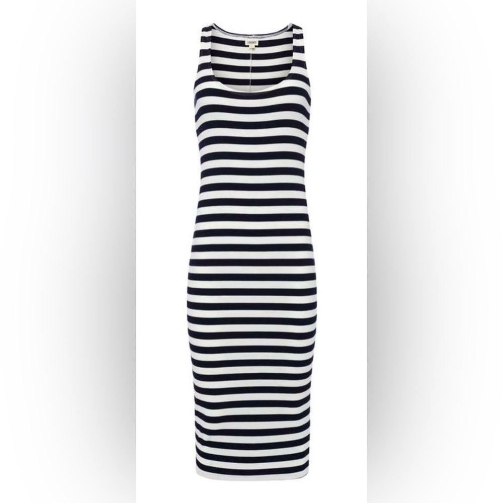 L’AGENCE Ivanna Navy & White Striped Ribbed Midi Tank Dress XS - Picture 2 of 10